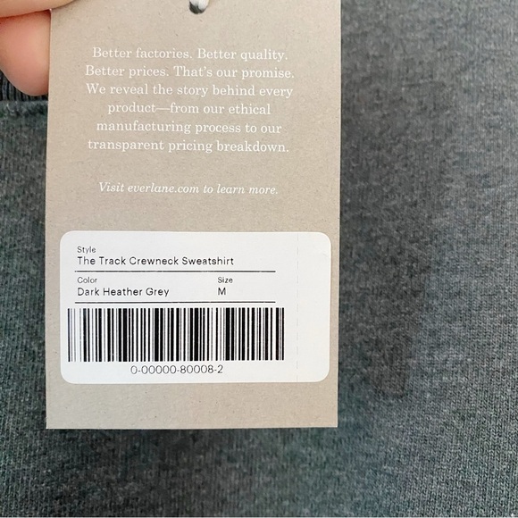 EVERLANE The Track Crewneck Sweatshirt Dark Heather Gray NWT - Picture 5 of 10